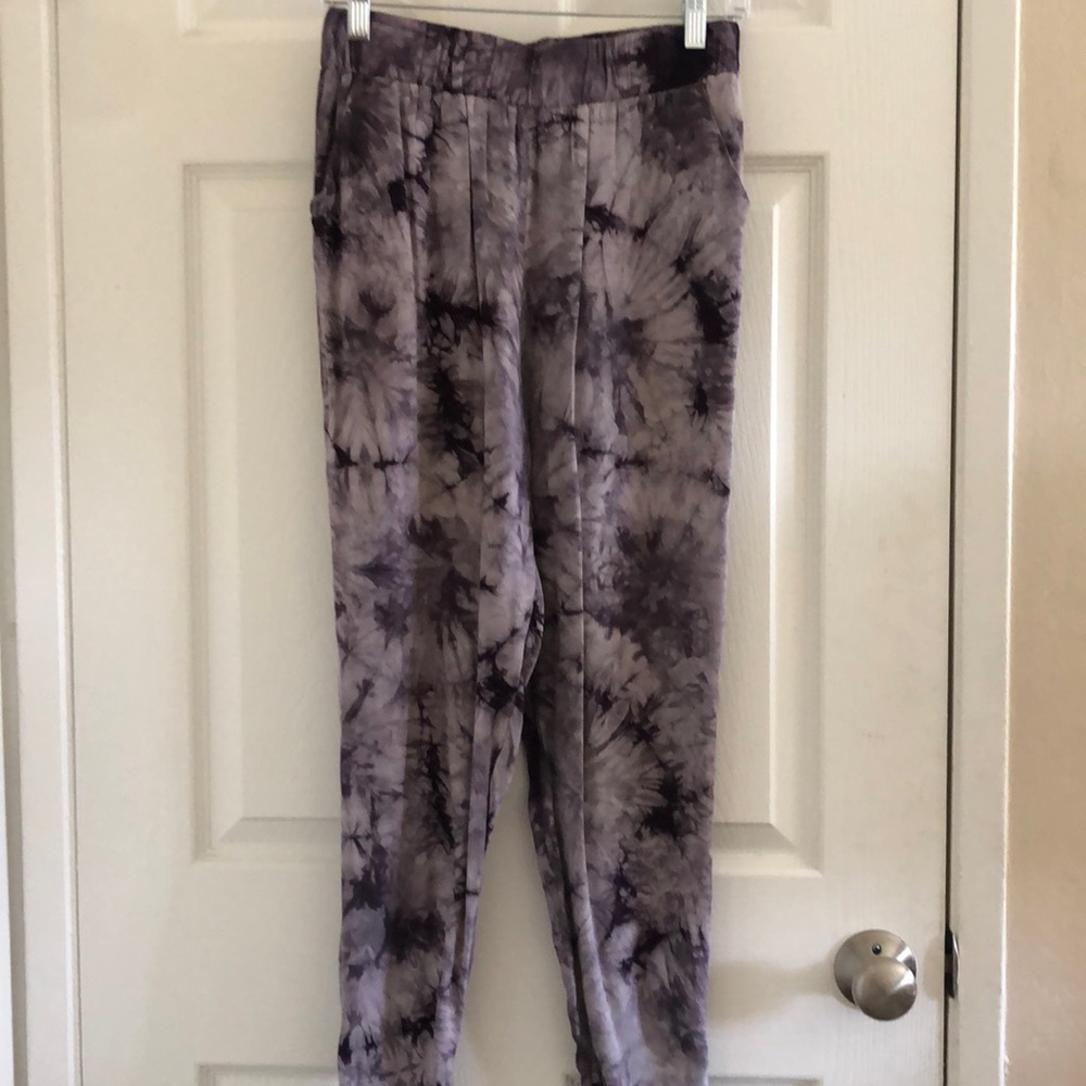 Purple tie-dye jogger trousers